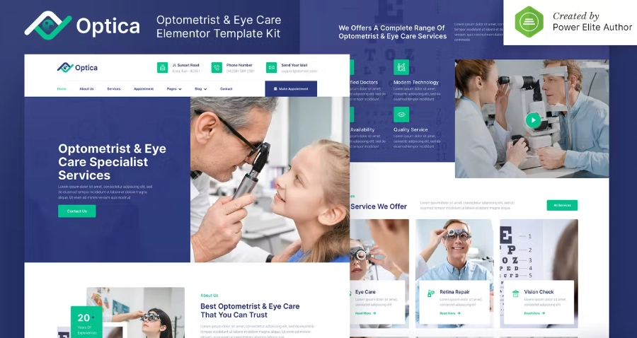 Optica – Optometrist & Eye Care Elementor Template Kit