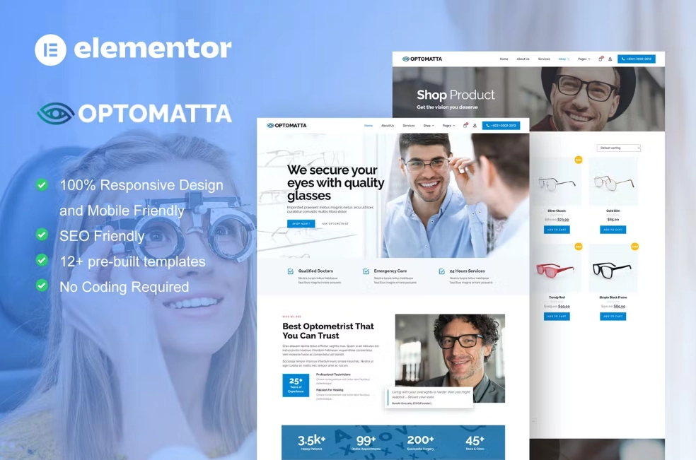 Optomatta – Optician & Optical Store Elementor Pro Template Kit