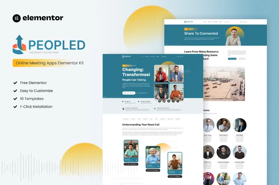 Peopled – Online Meeting App Elementor Template Kit