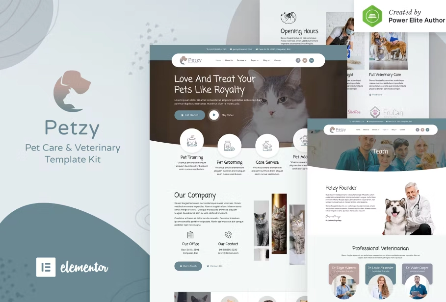 Petzy – Pet Care & Veterinary Elementor Template Kit