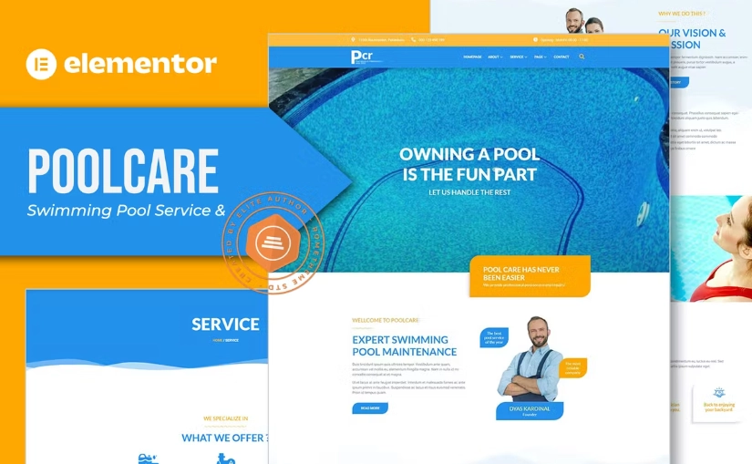 Poolcare – Swimming Pool Service & Maintenance Elementor Template Kit