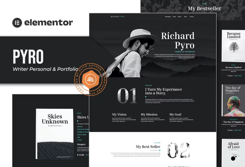 Pyro – Writer Portfolio Elementor Template Kit