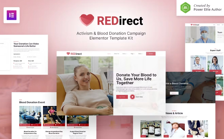 Redirect – Blood Donation Campaign & Activism Elementor Template Kit