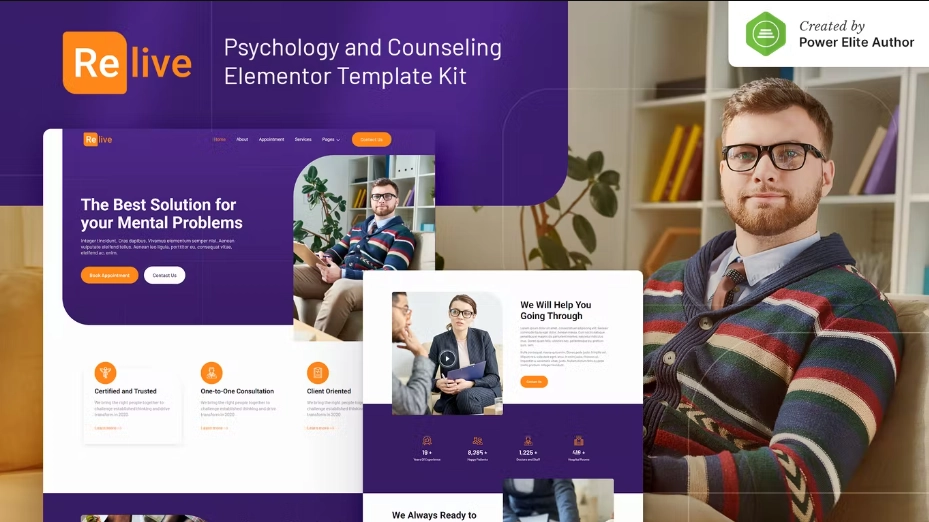 Relive – Psychology & Counseling Elementor Template Kit