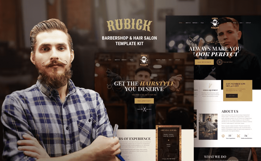 Rubick – Barbershop & Hair Salon Elementor Template Kit