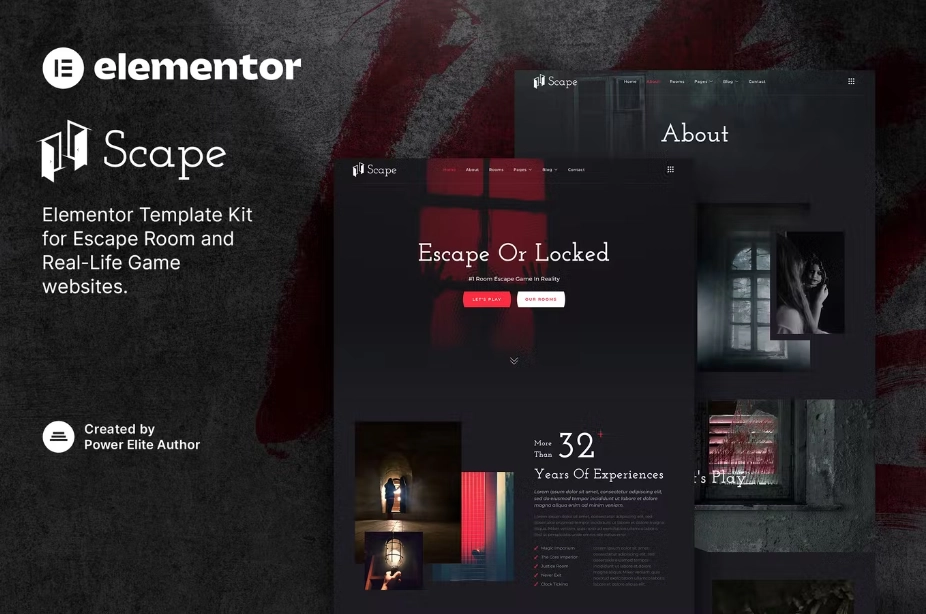 Scape – Real-Life Escape Room Game Elementor Template Kit