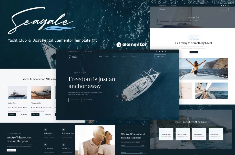 Seagale – Yacht Club & Boat Rental Elementor Template Kit