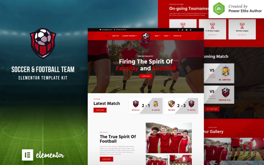 Socca – Football Team & Sports Club Elementor Template Kit