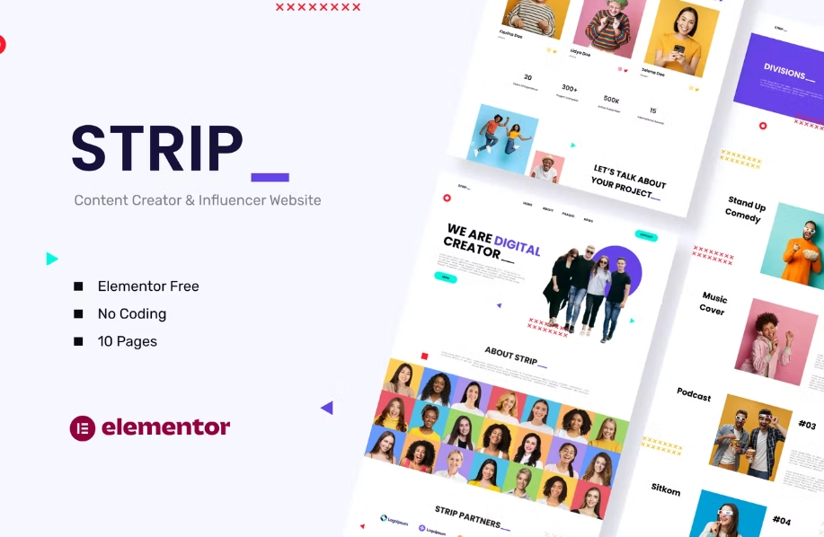 Strip – Content Creator & Influencer Elementor Template Kit