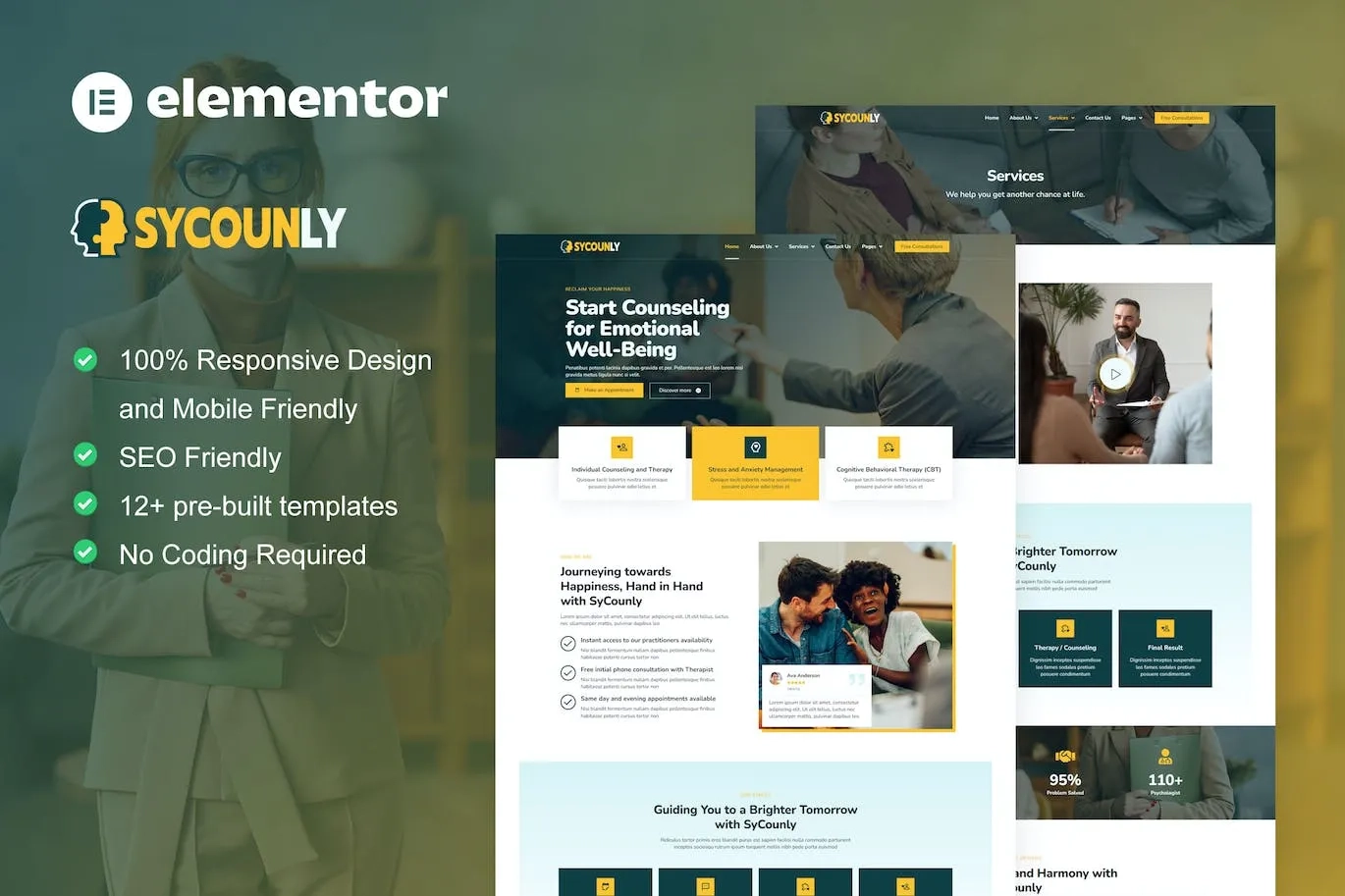 Sycounly – Psychology & Counseling Services Elementor Pro Template Kit