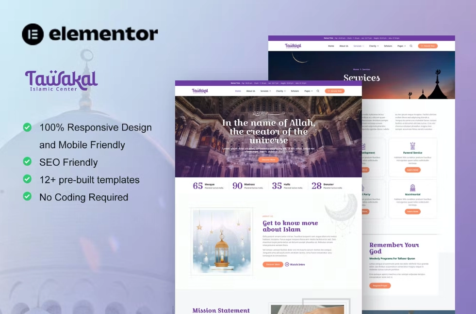 Tawakal – Mosque & Islamic Center Elementor Template Kit