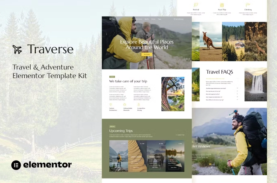 Traverse – Travel & Tour Agency Elementor Template Kit