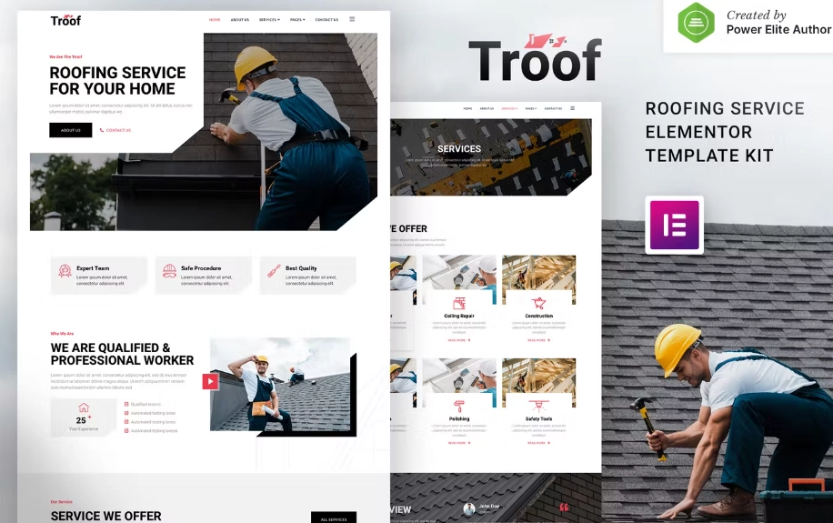 Troof – Roofing Service Elementor Template Kit