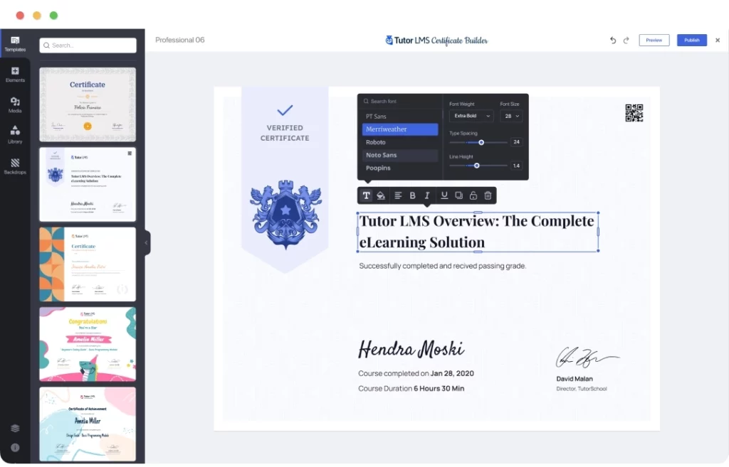 Tutor LMS Certificate Builder 1.2.0