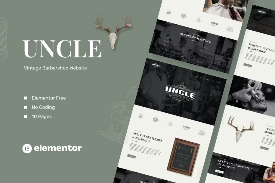 Uncle – Barbershop Elementor Template Kit