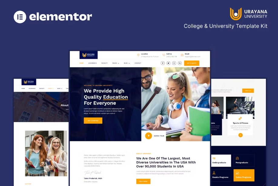 Urayana – University & College Elementor Template Kit