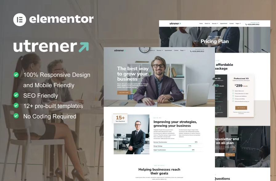 Utrener – Business Coach Elementor Pro Template Kit