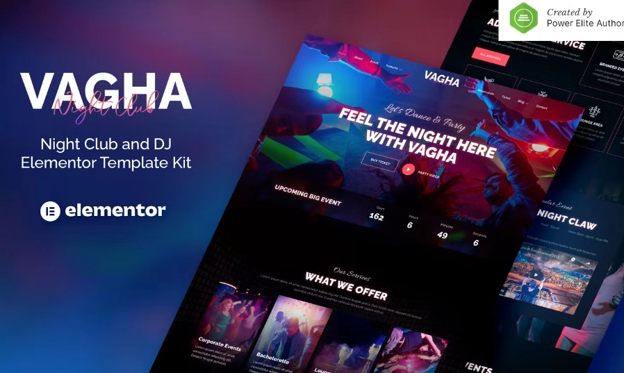 Vagha – Night Club & DJ Elementor Template Kit