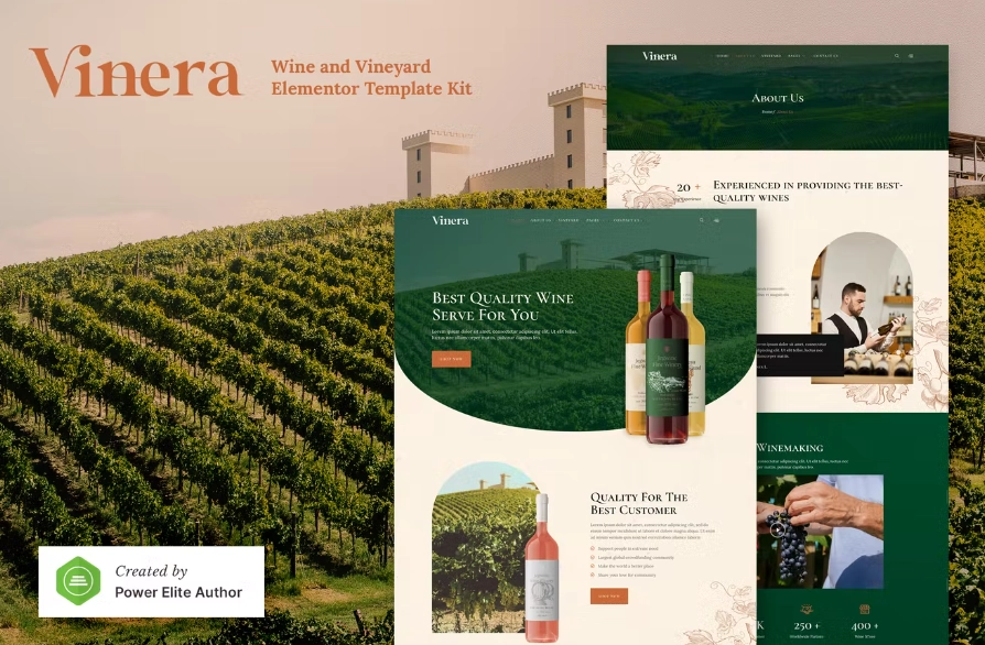 Vinera – Wine & Vineyard Elementor Template Kit