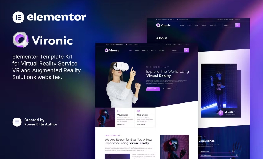 Vironic – Augmented & Virtual Reality Services Elementor Template Kit