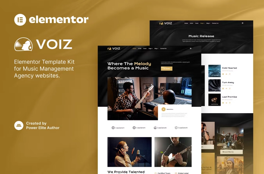 Voiz – Music Management Agency Elementor Template Kit