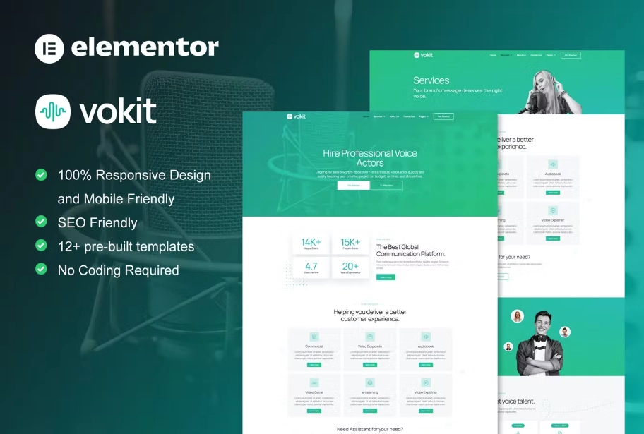 VoKit – Voice Over Services Elementor Template Kit