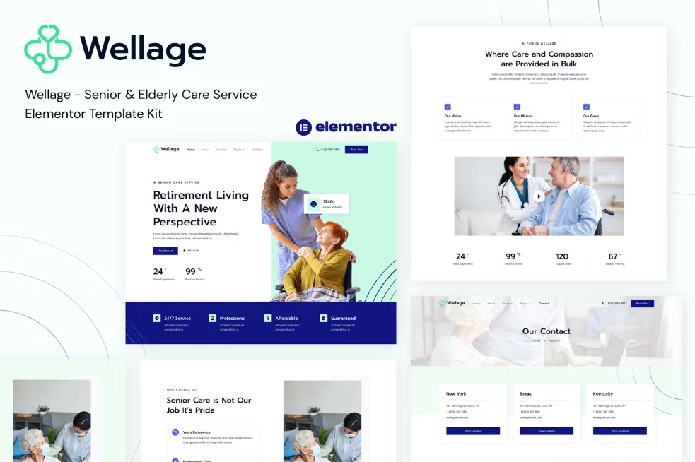 Wellage – Senior & Elderly Care Service Elementor Template Kit