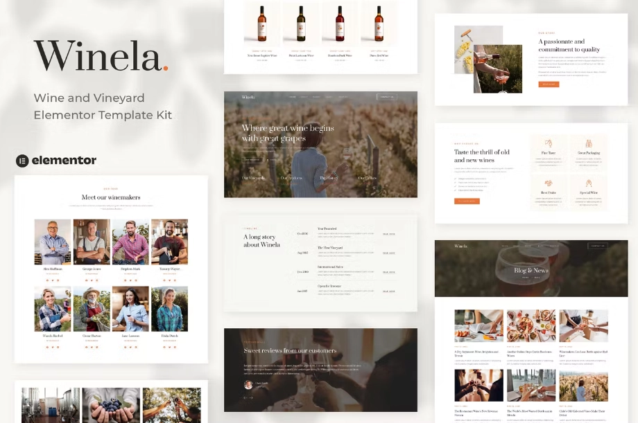 Winela – Wine and Vineyard Elementor Template Kit