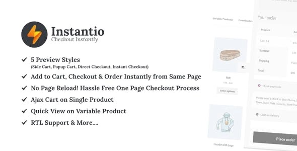 WooCommerce All in One Cart and Checkout | Side Cart, Popup Cart and One Click Checkout – Instantio 3.1.2