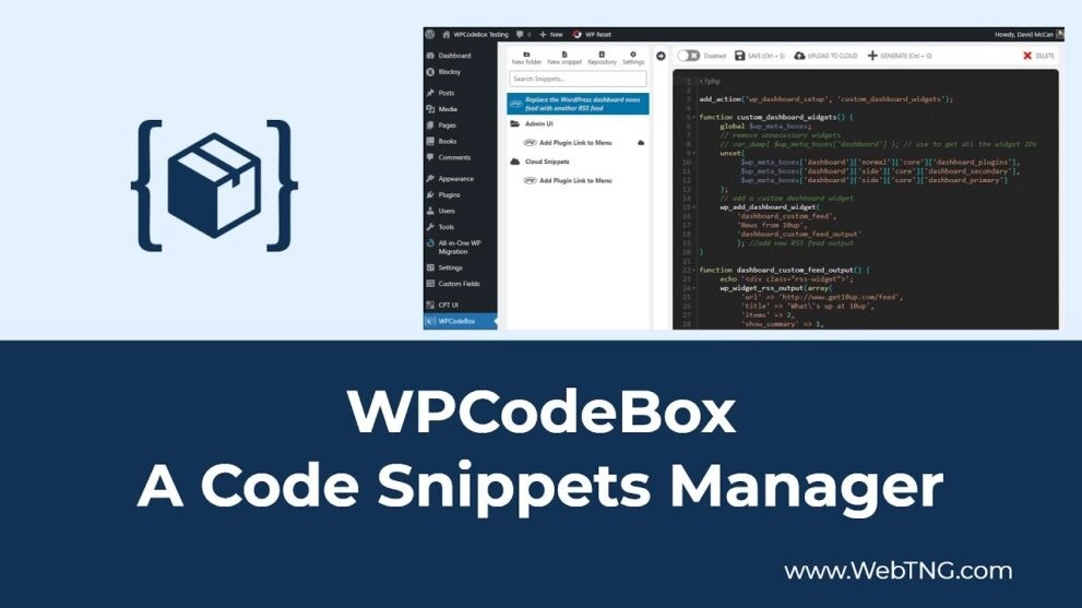 WPCodeBox – The easiest way to add Code Snippets to WordPress 1.0.3