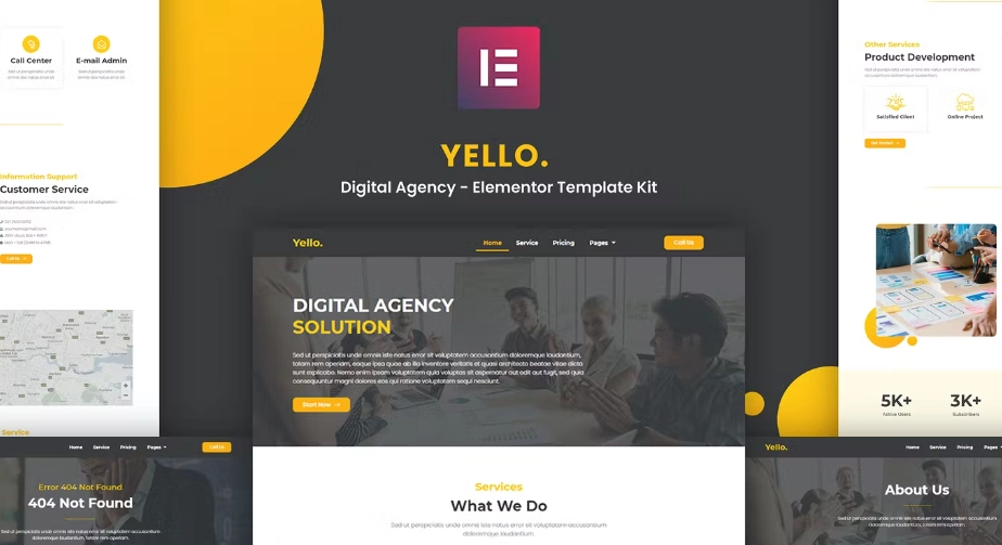 Yello – Digital Agency Elementor Template Kit