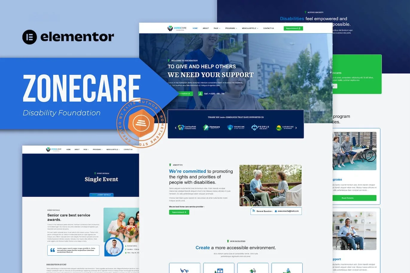 Zonecare – Disability Foundation Elementor Template Kit