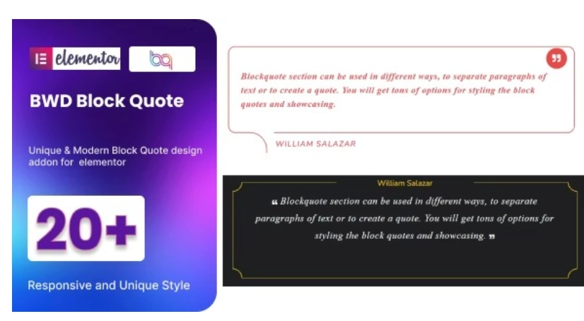 Block Quote Addon For Elementor 1.0