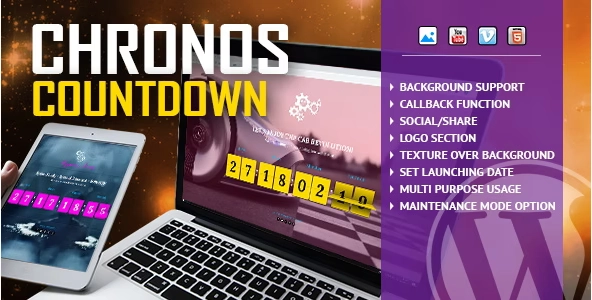 Chronos Countdown Responsive Flip Timer With Image Or Video Background Wordpress Plugin 1.2.3