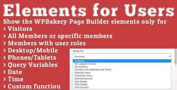 Elements For Users Addon For Wpbakery Page Builder (formerly Visual Composer) 1.5.6