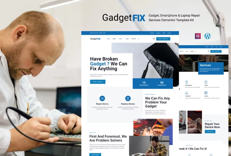 Gadgetfix Gadget, Smartphone & Laptop Repair Services Template Kit