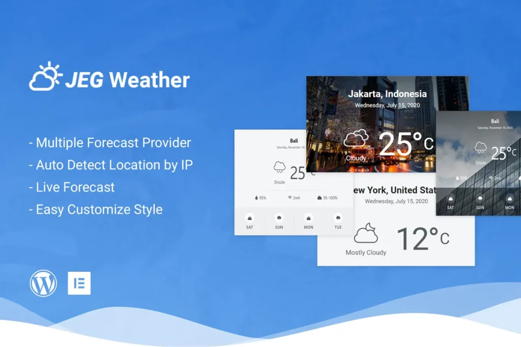 Jeg Weather Forecast WordPress Plugin – Add Ons for Elementor and WPBakery Page Builder 1.0.7