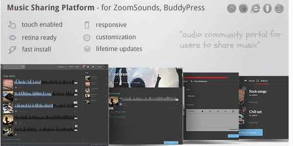 Music Sharing Platform For Wordpress / Zoomsounds Addon, Buddypress Integrated 1.2.1