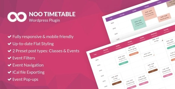 Noo Timetable Responsive Calendar & Auto Sync Wordpress Plugin 2.1.4