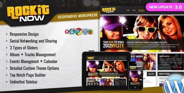 Rockit Now Music Band Wordpress Theme 3.0