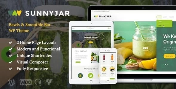 Sunnyjar Smoothie Bar & Healthy Drinks Shop Wordpress Theme 1.3