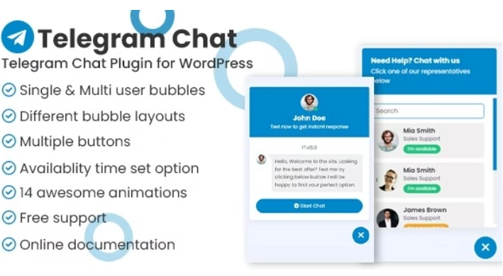 Telegram Chat Support Pro Wordpress Plugin 1.0