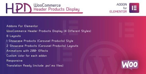 Woocommerce Header Products Display For Elementor Wordpress Plugin 1.0