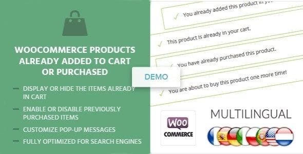 Woocommerce Products Already Added To Cart Or Purchased 1.0.1