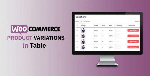 Woocommerce Variations In Table 1.0.8