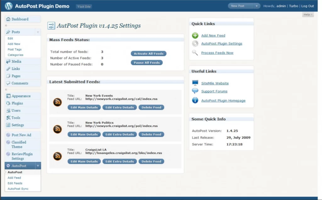 WordPress AutoPost Plugin 1.9.1