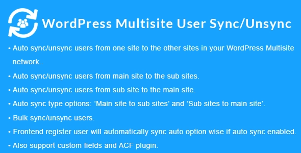 Wordpress Multisite User Sync/unsync 2.1.3