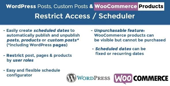 Wordpress Posts & Woocommerce Products Scheduler / Restrict Access 5.5