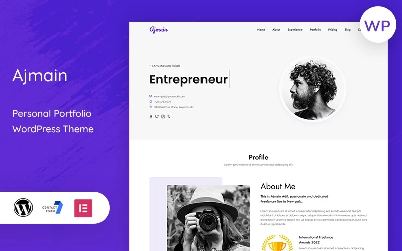 Ajmain – Portfolio Landing Page Wordpress Theme 1.0.0