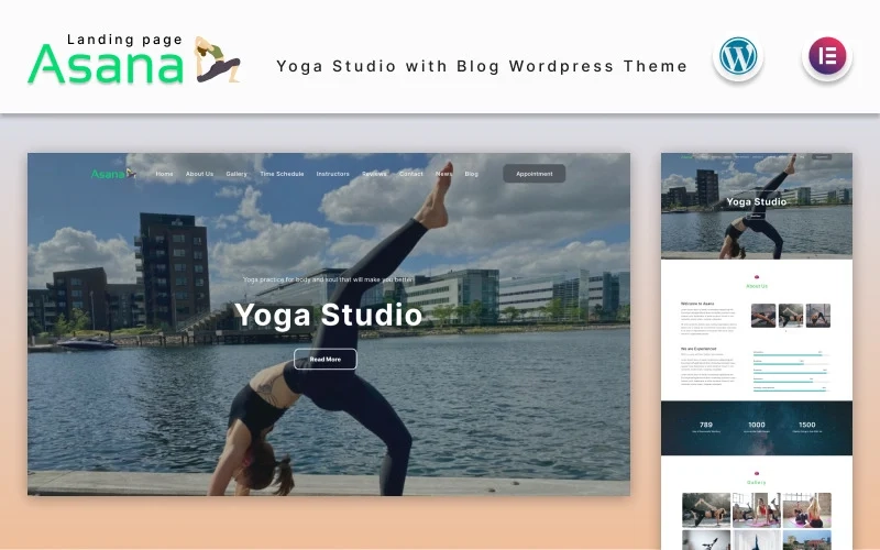 Asana Yoga Studio Landing Page With Blog Wordpress Theme 2.1